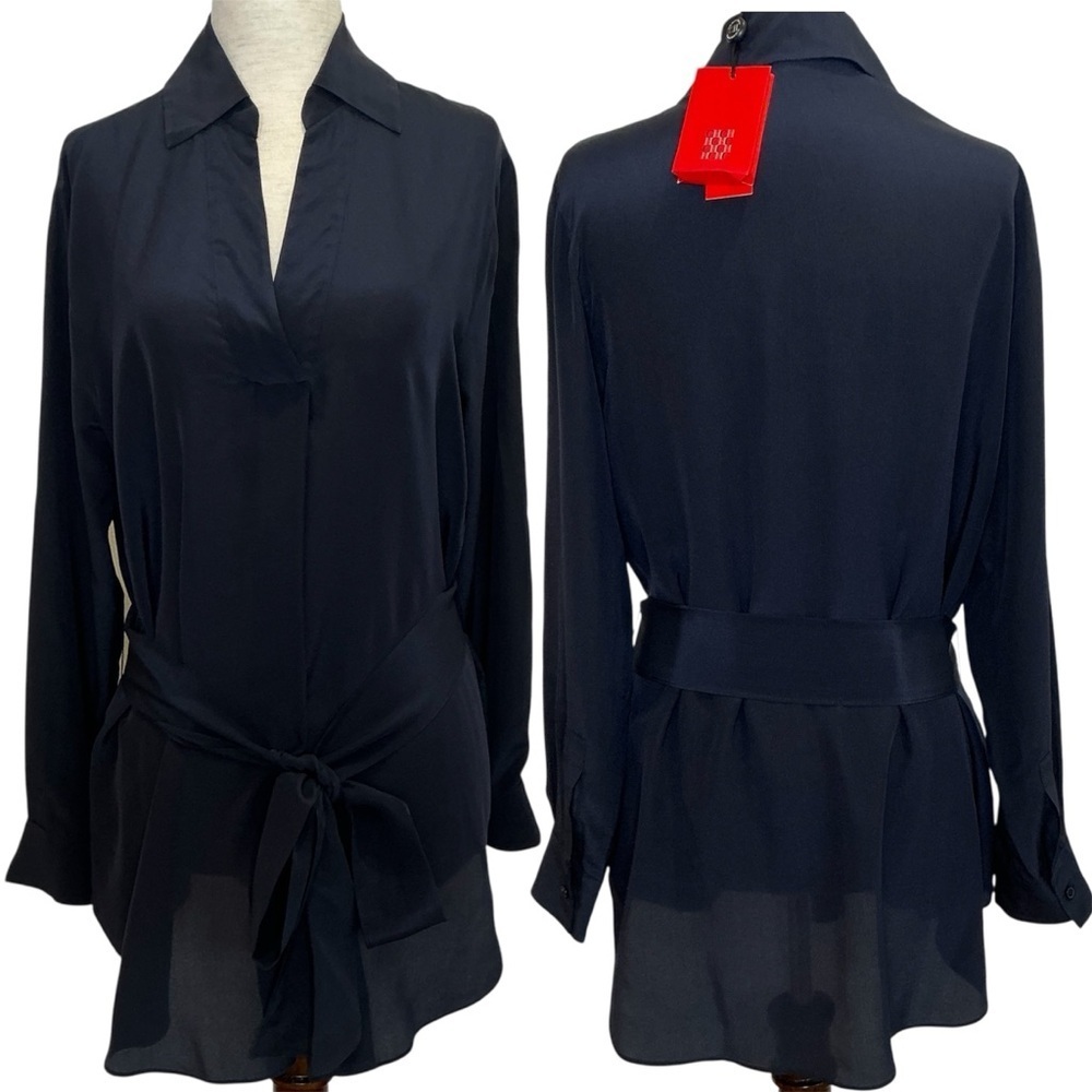 New With Tag! Carolina Herrera 100% Silk Long Sleeve Tunic Dress Black Size 4